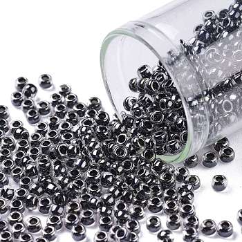 TOHO Round Seed Beads, Japanese Seed Beads, (344) Inside Color Crystal/Black, 8/0, 3mm, Hole: 1mm, about 1110pcs/50g