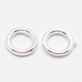 Alloy Round Rings, Soldered Jump Rings, Closed Jump Rings, Silver Color Plated, 18 Gauge, 7x1mm, Hole: 4.5mm, Inner Diameter: 4mm