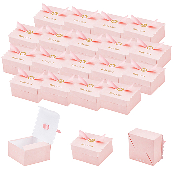 Nbeads 20Pcs Cardboard Boxes, for Candy, Gifts Packages, Rectangle with Rabbit Pattern, Pink, 10.3x8.9x4.8cm