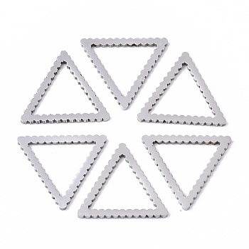201 Stainless Steel Linking Rings, Laser Cut, Triangle, Stainless Steel Color, 13x15x1mm, Inner Diameter: 9x10mm