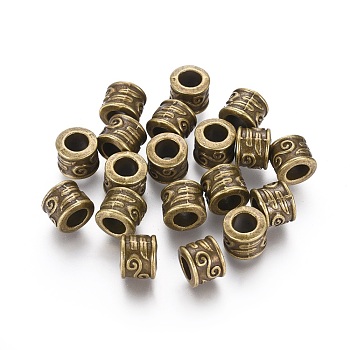 Large Hole Beads, Alloy European Beads, Antique Bronze, Lead Free and Cadmium Free & Nickel Free, Column, Size: about 8.5mm in diameter, 7mm thick, hole: 5mm