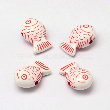 Fishes PB130 20 Fishbone Beads Acrylic Mixed Colour Opaque Fish Beads 35mm 