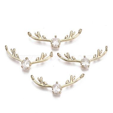 Light Gold Clear Deer Brass+Cubic Zirconia Pendants