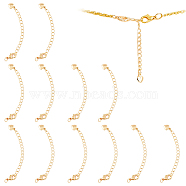 14Pcs Brass Chain Extender, with Curb Chains and Heart Charms & Lobster Claw Clasps, Real 18K Gold Plated, 67mm(KK-FH0004-87)