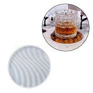 DIY Flat Round/Square Corrugated Cup Mat Silicone Molds, Resin Casting Wave Pattern Coaster Molds, For UV Resin, Epoxy Resin Craft Making, Flat Round, 106x10mm(SIMO-H009-02A-01)