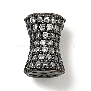 Brass Micro Pave Clear Cubic Zirconia Beads, Vase, Gunmetal, 13.5x9mm, Hole: 1.2mm(KK-G493-42B)