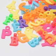 Plastic Pendants, Mixed Letter, Mixed Color, 18~21x6~16x2~3mm, Hole: 2~3mm, about 1720pcs/500g(MACR-S272-17)