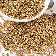 MIYUKI Round Rocailles Beads, Japanese Seed Beads, 8/0, (RR182) Galvanized Yellow Gold, 3mm, Hole: 1mm, about 422~455pcs/10g(X-SEED-G008-RR0182)