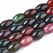Natural Agate Beads Strands, Dyed, Barrel, Colorful, 11.5~12.5x8~9mm, Hole: 1.2mm, about 33pcs/strand, 15.55 inch~15.75 inch(39.5cm~40cm)(G-T131-59)