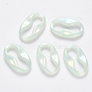 Transparent Acrylic Linking Rings, AB Color Plated, Imitation Gemstone Style, Oval, Aquamarine, 34.5x21x5.5mm, Inner Diameter: 26.5x9mm(TACR-T016-02C)