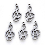 304 Stainless Steel Pendants, Laser Cut, Musical Note, Stainless Steel Color, 17x8x1mm, Hole: 1mm(STAS-N092-70)