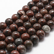 Natural Brecciated Jasper Bead Strands, Round, 8mm, Hole: 1mm, about 44pcs/strand, 14.9 inch~15.1 inch(G-D840-67-8mm)
