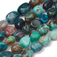 Natural Chrysocolla Beads Strands, Nuggets, Tumbled Stone, 8~10x8~9x5.5~6mm, Hole: 0.5mm, about 43pcs/strand, 15.55 inch(39.5cm)(X-G-L493-38)
