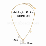 Peach Heart Stainless Steel Pendant Necklaces with White Shell Design for Women, Golden, 15.75 inch(40cm)(VK4150)