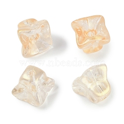 Transparent Spray Paint Glass Beads, Flower, Moccasin, 10.5x10.5x10.5mm, Hole: 1.6mm(GLAA-H035-03C)