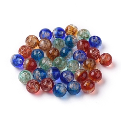 Handmade Two Tone Gold Sand Lampwork Round Beads, Mixed Color, 12mm, Hole: 2mm(X-LAMP-O007-01)