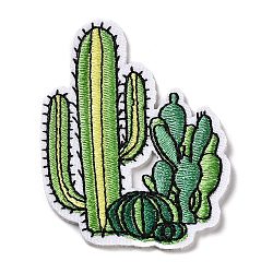Cactus Appliques, Computerized Embroidery Cloth Iron on/Sew on Patches, Costume Accessories, Green, 59x45.5x1mm(DIY-D080-02)