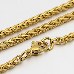 304 Stainless Steel Rope Chain Necklaces, with Lobster Claw Clasps, Golden, 23.2 inch(58.9cm), 3mm(STAS-O053-42G)