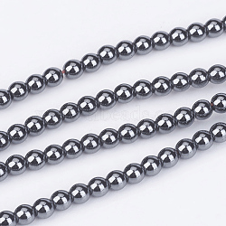 Non-Magnetic Synthetic Hematite Beads Strands, Grade A, Round, Black, 3mm, Hole: 0.8mm, about 123pcs/strand, 14.9 inch(X-G-D015-2)