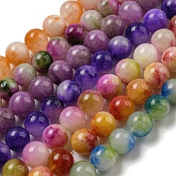 Natural Dyed Yellow Jade Beads Strands, Round, Mixed Color, 8.5mm, Hole: 1mm, about 46pcs/strand, 14.96''(38cm)(G-Q160-A01-01)