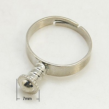 Platinum Tone Brass Ring Components for European Beads, 18mm, Pin: 4mm
