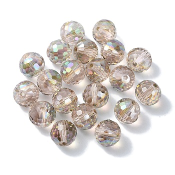 AB Color Plated Glass Beads, Faceted Round, Camel, 10x9mm, Hole: 1.5mm