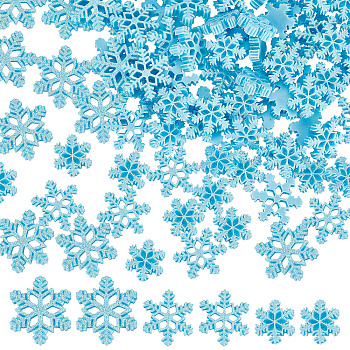 3 Styles Christmas Opaque Resin Cabochons, with Glitter Powder, Snowflake, Light Sky Blue, 18~28.5x16~25.5x4~5mm, 120pcs/box