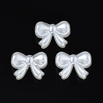 ABS Plastic Imitation Pearl Beads, Bowknot, Creamy White, 15x20x8mm, Hole: 3.5mm, about 500pcs/500g