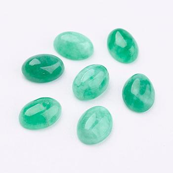 Natural Flower Jade Cabochons, Oval, Dyed, 8x6x3mm