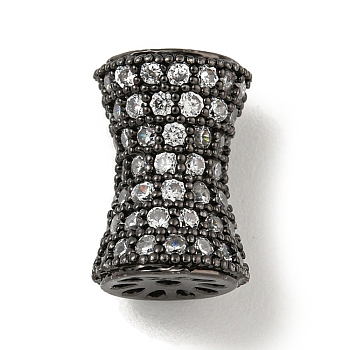 Brass Micro Pave Clear Cubic Zirconia Beads, Vase, Gunmetal, 13.5x9mm, Hole: 1.2mm