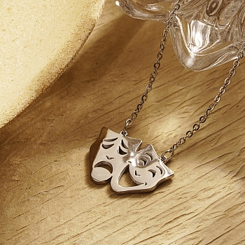 Stylish Stainless Steel Hollow Expression Pendant Necklace Unisex Daily Wear