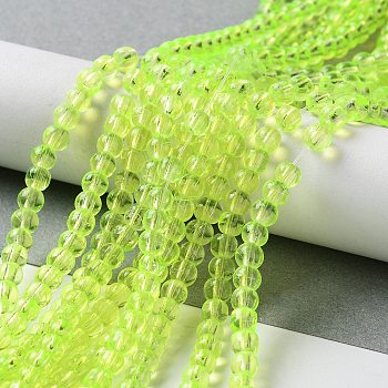 Drawbench Transparent Glass Beads Strands, Spray Painted, Round, Green Yellow, 4mm, Hole: 1.1~1.3mm, 31.4 inch