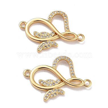 Real 18K Gold Plated Clear Infinity Brass+Cubic Zirconia Links