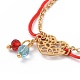 Bracelet plaqué or 304 coeur en acier inoxydable avec breloques en perles de verre pour femme(STAS-E154-05G-02)-3
