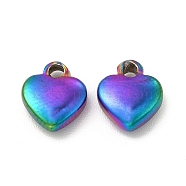 Ion Plating(IP) 304 Stainless Steel Charms, Heart Charm, Rainbow Color, 7.5x6x2mm, Hole: 1.2mm(STAS-A070-36MC)