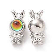 Resin Pendants, with Platinum Tone Alloy Findings, Rabbit Charms, Colorful, 25x12x13.7mm, Hole: 2mm(FIND-H041-16P-B)