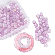 100Pcs 8mm Natural Kunzite Round Beads, with 10m Elastic Crystal Thread, for DIY Stretch Bracelets Making Kits, 8mm, Hole: 1mm(DIY-LS0002-10)