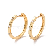 Clear Cubic Zirconia Hinged Hoop Earrings, Rack Plating Brass Jewelry for Women, Lead Free & Cadmium Free, Real 18K Gold Plated, 19x20x2mm, Pin: 0.7mm(EJEW-G315-01G)