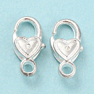 Tibetan Style Alloy Lobster Claw Clasps, Heart, Cadmium Free & Lead Free, Silver, 17x9x5mm, Hole: 2mm(TIBE-T002-20S-RS)