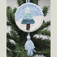 Punch Embroidery Starter Kit, Including Plastic Embroidery Hoop, Alloy Needle, Punch Needle Pen, Fabric, Felt, Threader, Water Removal Pen and 6 Colors Threads, Christmas Tree Pattern, Christmas Tree Pattern, 43~210x19~200x0.05~9.5mm(DIY-E039-02)