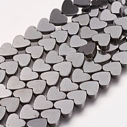 Non-Magnetic Synthetic Hematite Beads Strands, Mother's Day Gifts Making, Heart, Black, Size: about 8mm in diameter, 2.2mm thick, hole: 0.8mm, about 56pcs/Strands, 16 inch(IM007)
