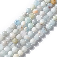 Natural Aquamarine Beads Strands, Round, 6~6.5mm, Hole: 0.8mm, about 64pcs/strand, 15.75''(40cm)(G-I349-01A-01)
