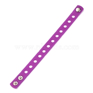 Unisex Silicone Cord Bracelets, with Platinum Plated Iron Findings, Medium Orchid, 8-3/8 inch(21.3cm)(BJEW-M204-01D)