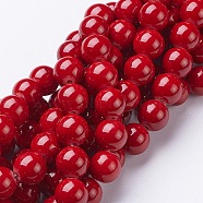 Natural Mashan Jade Round Beads Strands, Dyed, Red, 10mm, Hole: 1mm, about 41pcs/strand, 15.7 inch(X-G-D263-10mm-XS31)