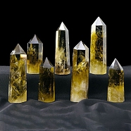 Tower Natural Citrine Display Decorations, Healing Stone Wands, for Reiki Chakra Meditation Therapy Decos, Hexagon Prism, 50~60x18~22mm(PW-WG89004-01)