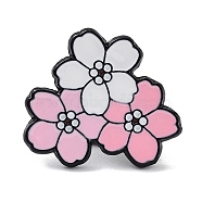 Flower Zinc Alloy Brooches, Floral Enamel Pins, Pink, 24x26x2mm(JEWB-Z021-03D)