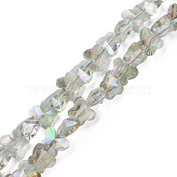 Electroplate Transparent Glass Beads Strands, AB Color Plated, Half Plated, Faceted, Butterfly, Light Green, 8x10x6mm, Hole: 1mm, about 100pcs/strand, 28.74 inch(73cm)(EGLA-N002-20A-D04)