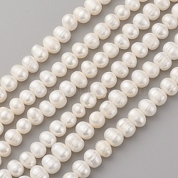 Natural Cultured Freshwater Pearl Beads Strands, Potato, Seashell Color, 7~9x7~8mm, Hole: 0.5mm, about 49~50pcs/strand, 13.7~14.3 inch(35~36.5cm)(PEAR-G007-29-01)