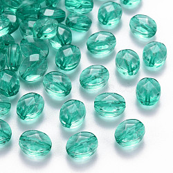 Transparent Acrylic Beads, Oval, Turquoise, 10x8x5.5mm, Hole: 1.5mm(X-TACR-S154-18A-68)