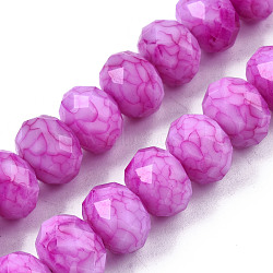 Opaque Baking Painted Glass Beads Strands, Imitation Stones, Faceted, Rondelle, Violet, 11~12x8.5mm, Hole: 1mm, about 45pcs/strand, 15.55 inch~15.75 inch(39.5~40cm)(EGLA-N006-009B-A13)